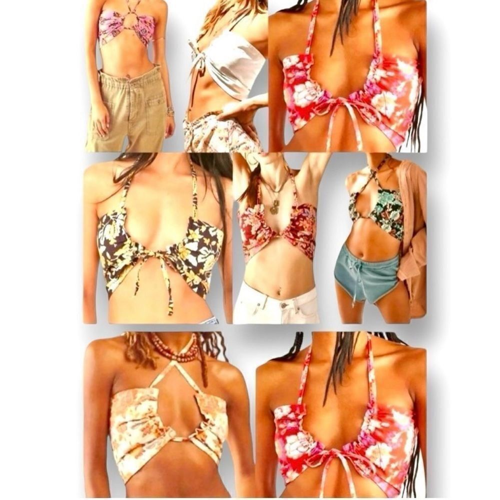 🔴2 for 40🔴Free People Intimately bandeau convertible floral orange purple S. - Picture 10 of 15